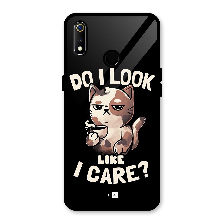 Cat Look Like Care Glass Back Case for Realme 3