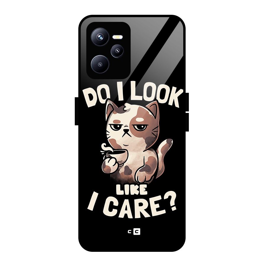 Cat Look Like Care Glass Back Case for Realme C35