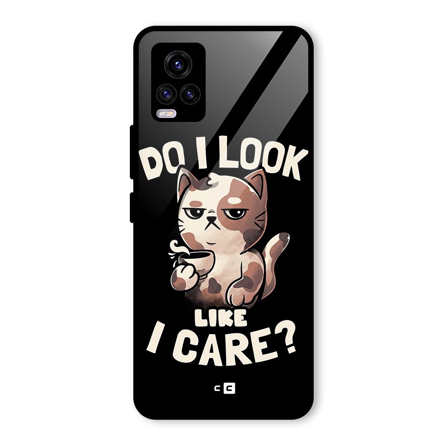 Cat Look Like Care Glass Back Case for Vivo V20 2021