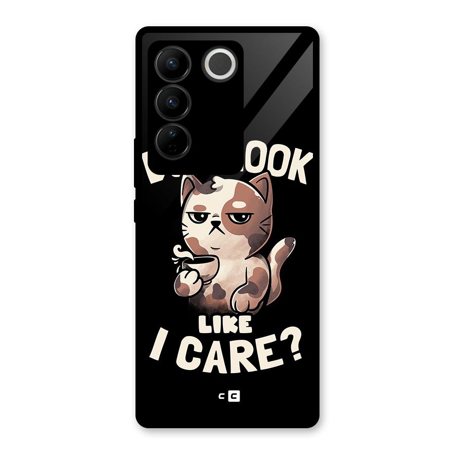 Cat Look Like Care Glass Back Case for Vivo V27 Pro