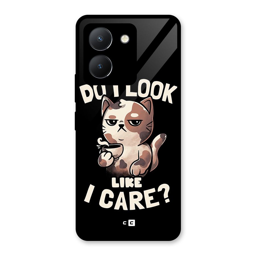 Cat Look Like Care Glass Back Case for Vivo Y36