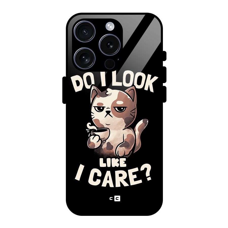Cat Look Like Care Glass Back Case for iPhone 15 Pro
