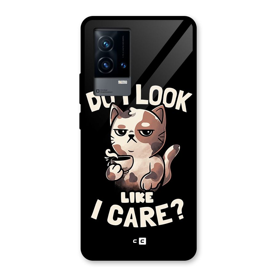 Cat Look Like Care Glass Back Case for iQOO 9 5G