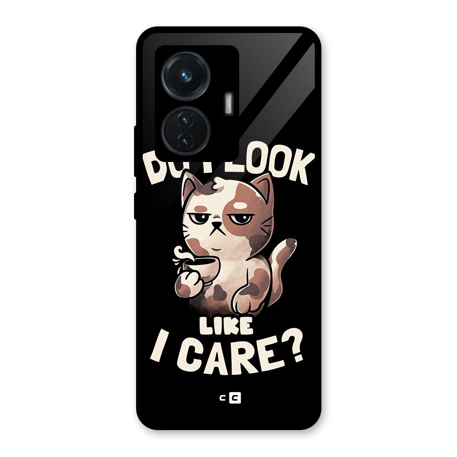Cat Look Like Care Glass Back Case for iQOO Z6 44W