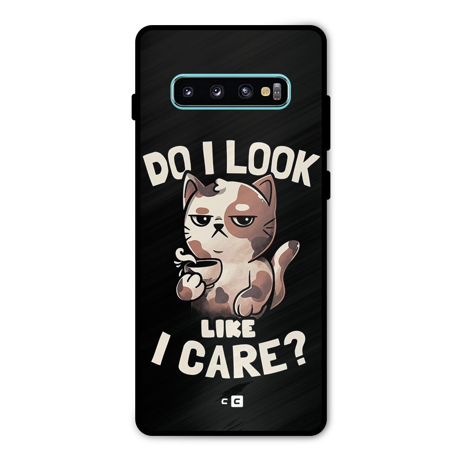 Cat Look Like Care Metal Back Case for Galaxy S10 Plus