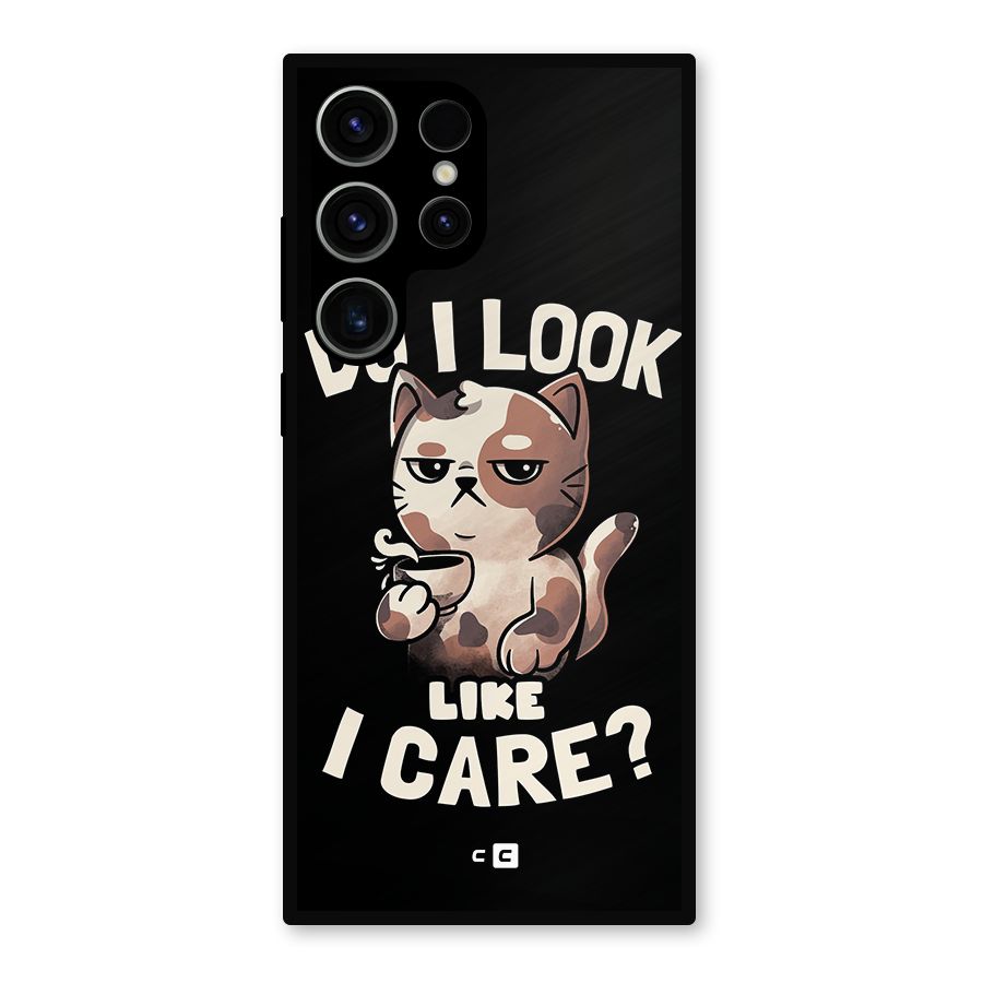 Cat Look Like Care Metal Back Case for Galaxy S23 Ultra