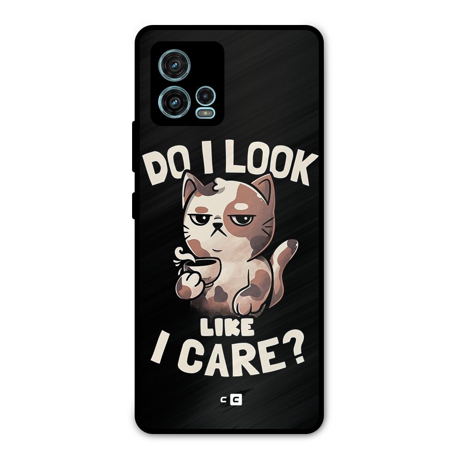 Cat Look Like Care Metal Back Case for Moto G72