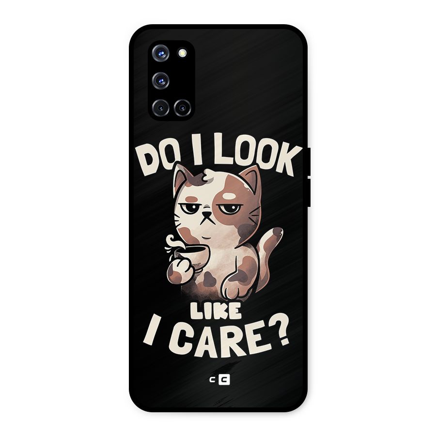 Cat Look Like Care Metal Back Case for Oppo A52