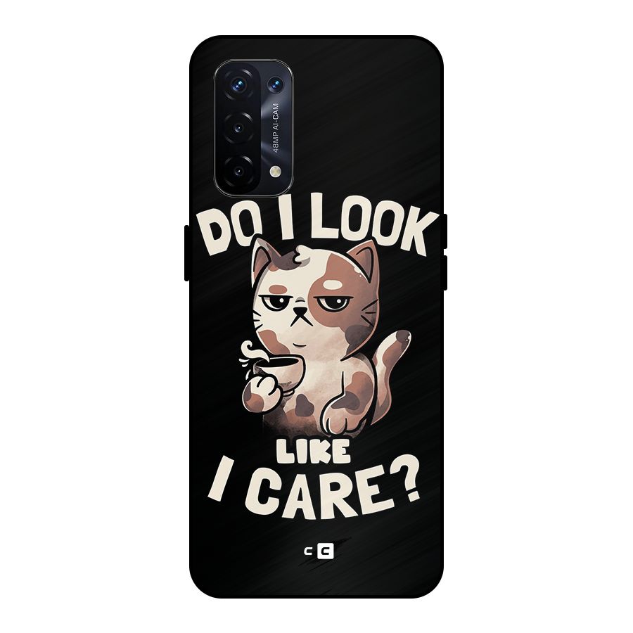 Cat Look Like Care Metal Back Case for Oppo A74 5G