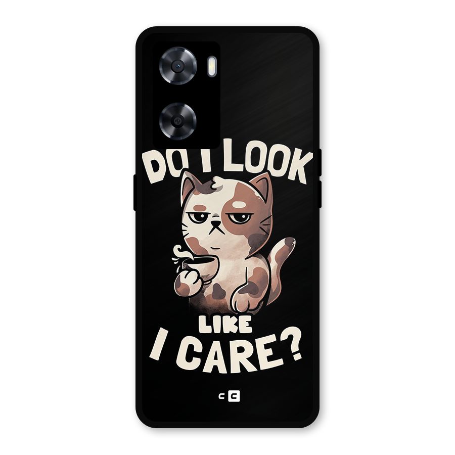 Cat Look Like Care Metal Back Case for Oppo A77s