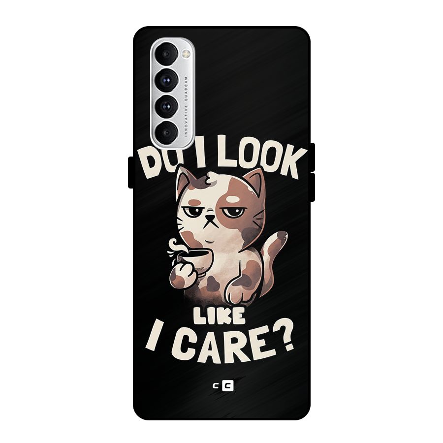 Cat Look Like Care Metal Back Case for Oppo Reno4 Pro