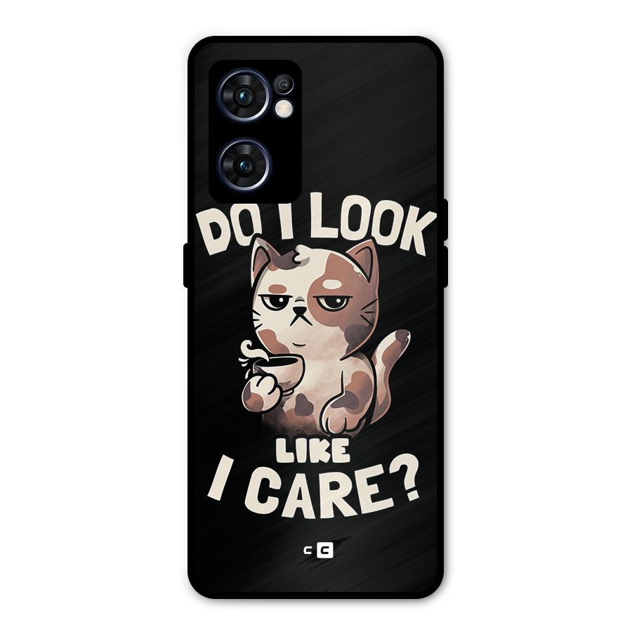 Cat Look Like Care Metal Back Case for Oppo Reno7 5G