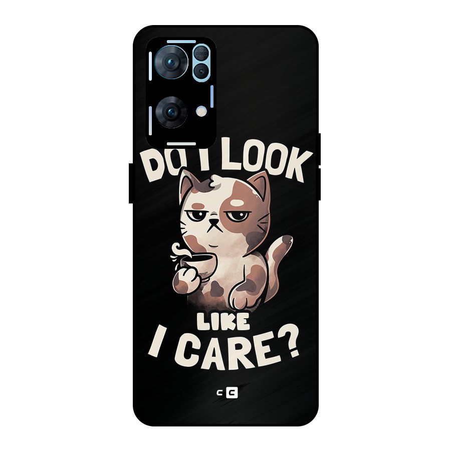 Cat Look Like Care Metal Back Case for Oppo Reno7 Pro 5G
