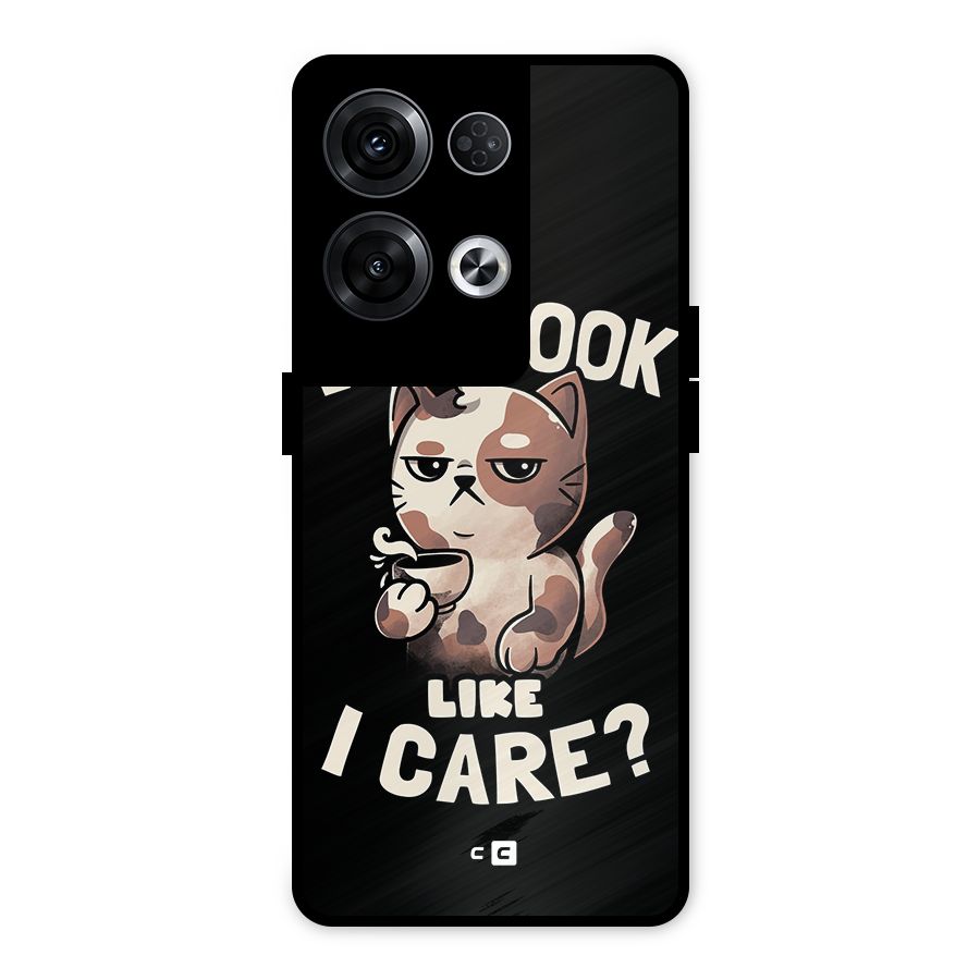 Cat Look Like Care Metal Back Case for Oppo Reno8 Pro 5G