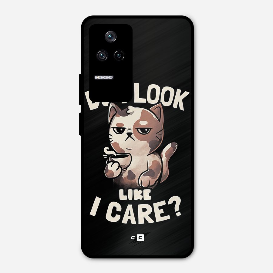Cat Look Like Care Metal Back Case for Poco F4 5G