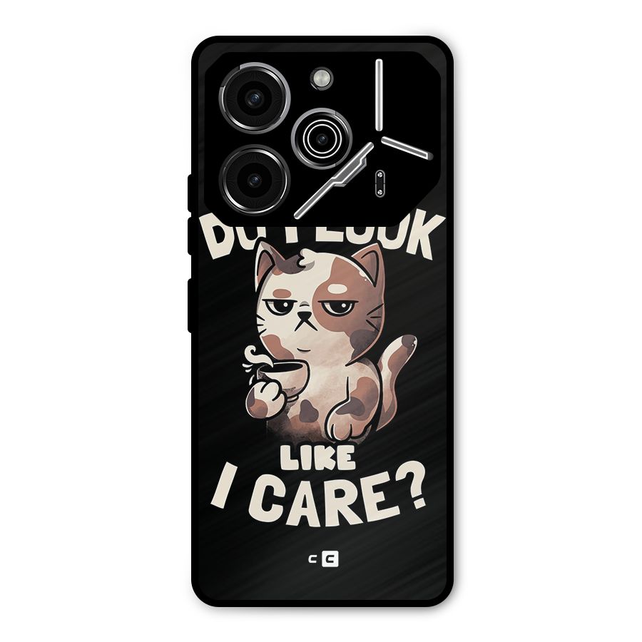 Cat Look Like Care Metal Back Case for Tecno Pova 6 Pro