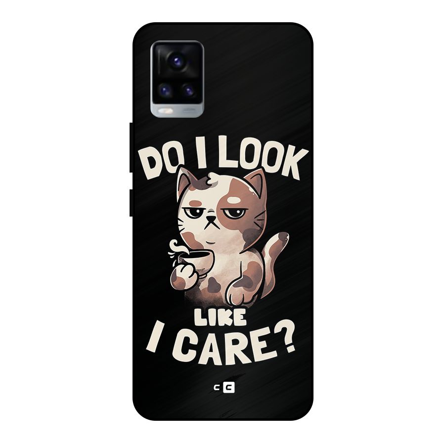 Cat Look Like Care Metal Back Case for Vivo V20 2021