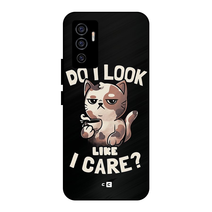 Cat Look Like Care Metal Back Case for Vivo V23e