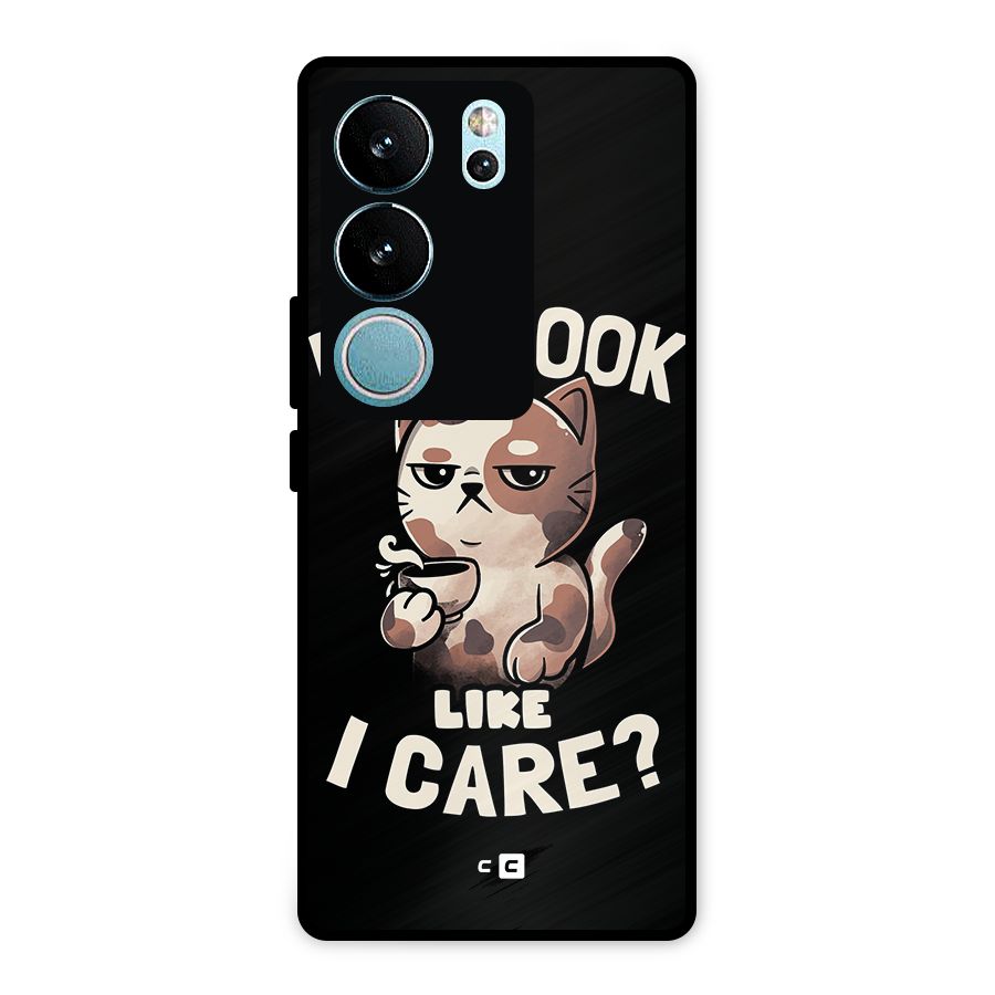 Cat Look Like Care Metal Back Case for Vivo V29 Pro