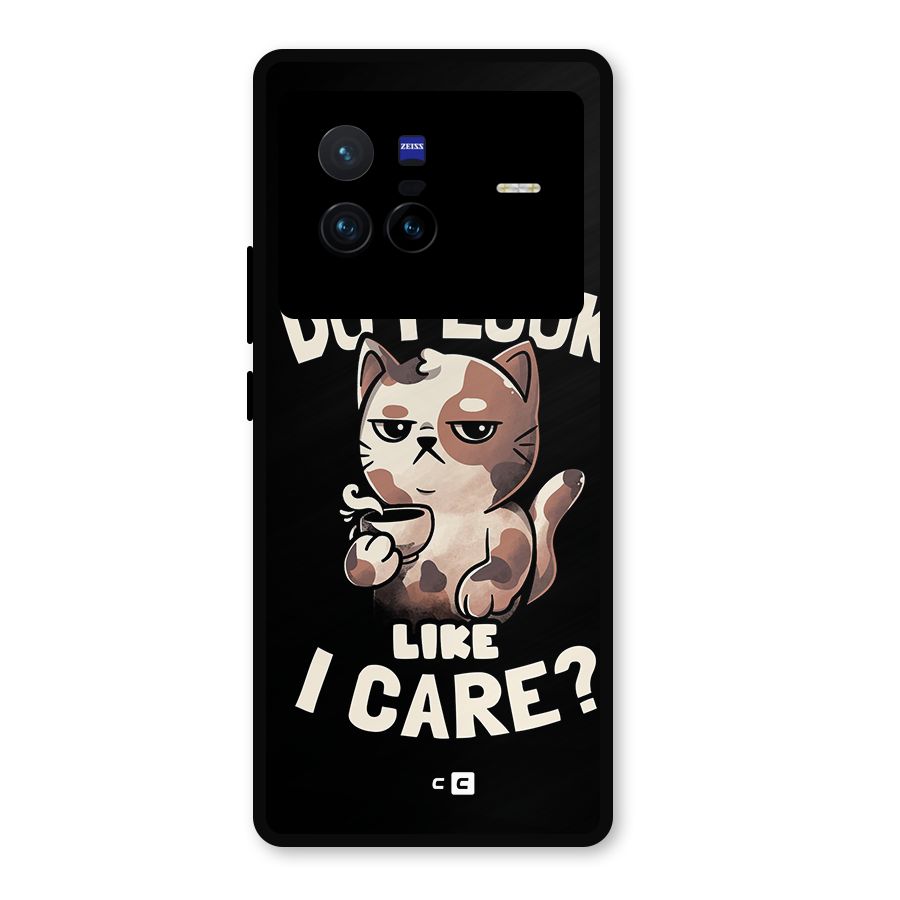 Cat Look Like Care Metal Back Case for Vivo X80