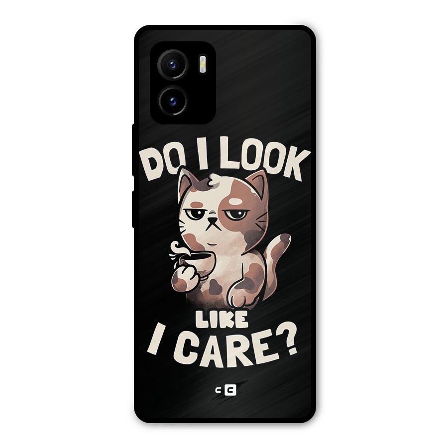 Cat Look Like Care Metal Back Case for Vivo Y15s