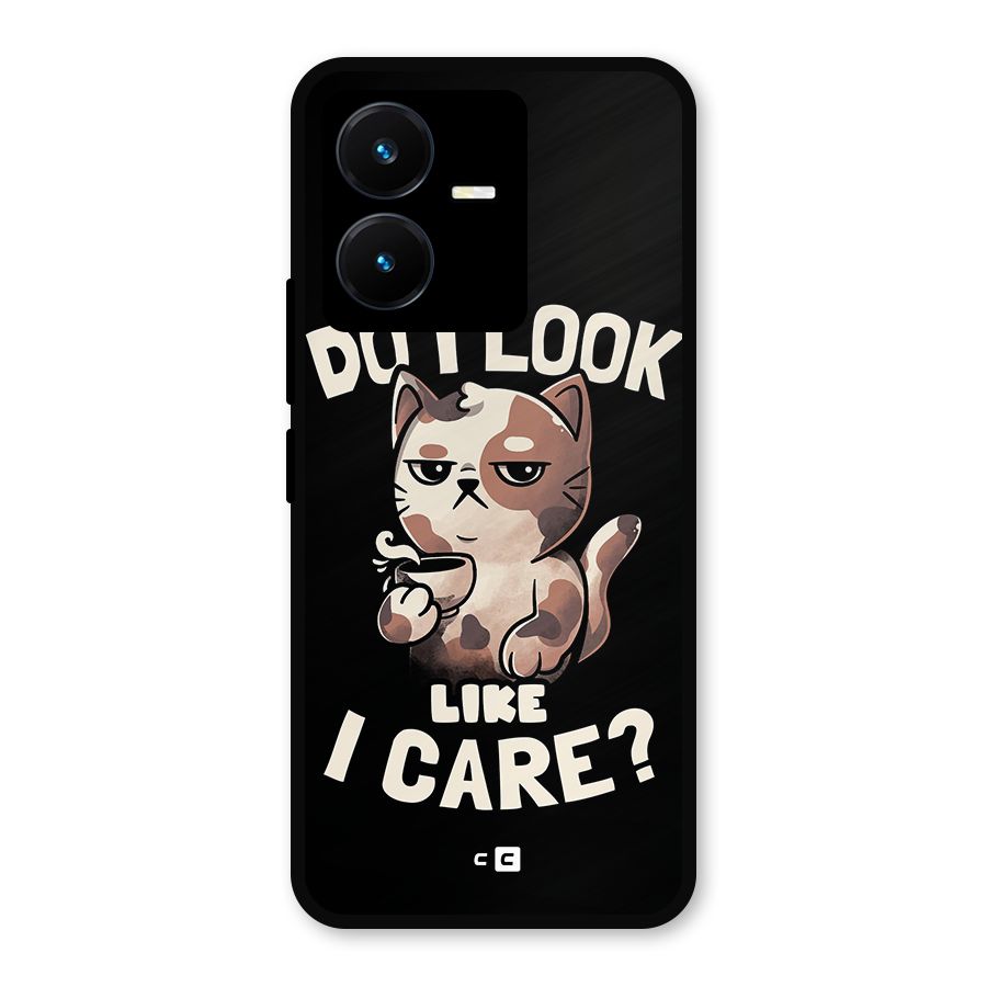 Cat Look Like Care Metal Back Case for Vivo Y22