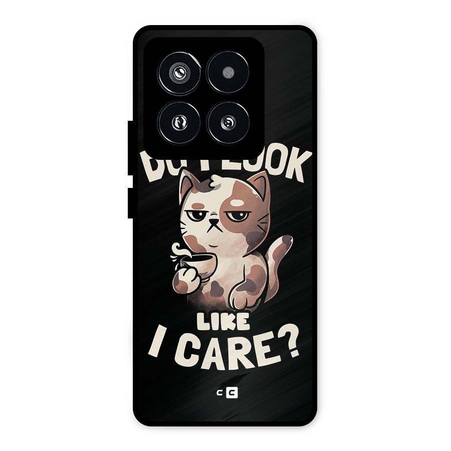 Cat Look Like Care Metal Back Case for Xiaomi 14 Pro