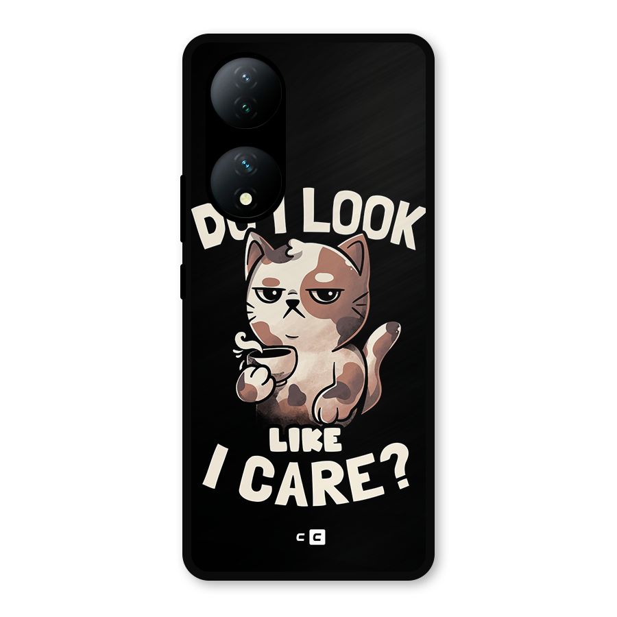 Cat Look Like Care Metal Back Case for iQOO Z7s