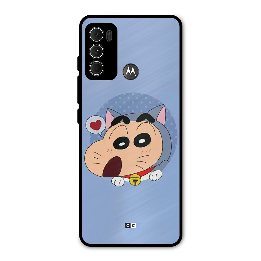 Cat Shinchan Metal Back Case for Moto G60