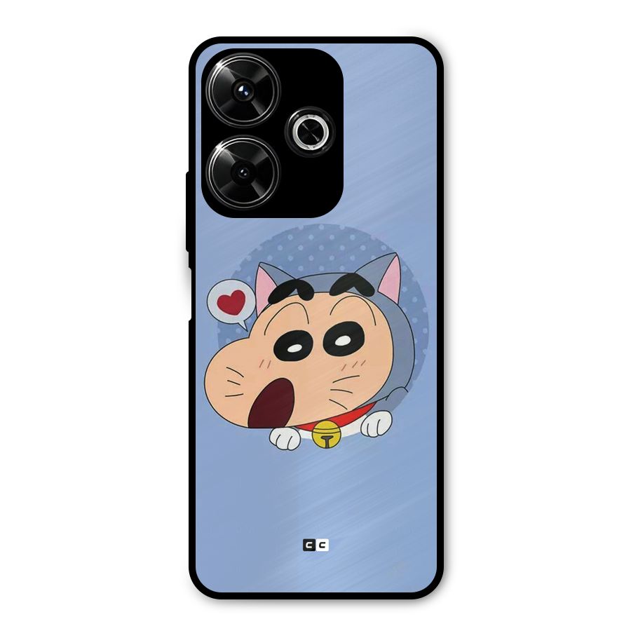 Cat Shinchan Metal Back Case for Poco M6 Plus