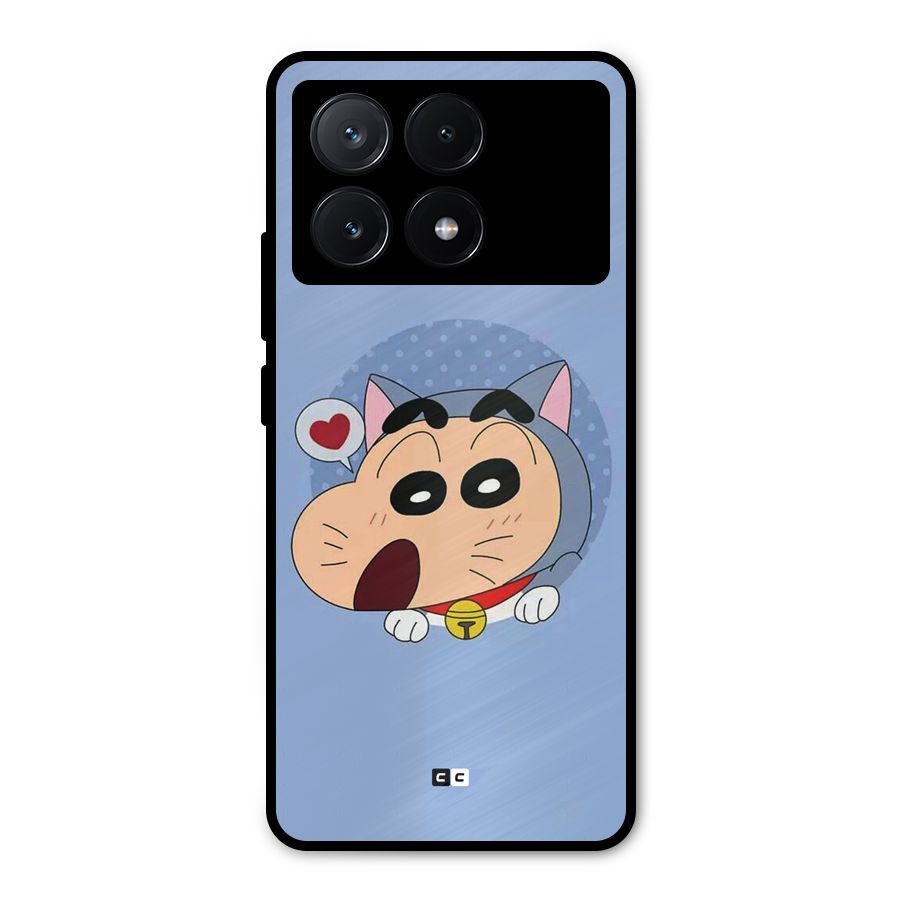 Cat Shinchan Metal Back Case for Poco X6 Pro