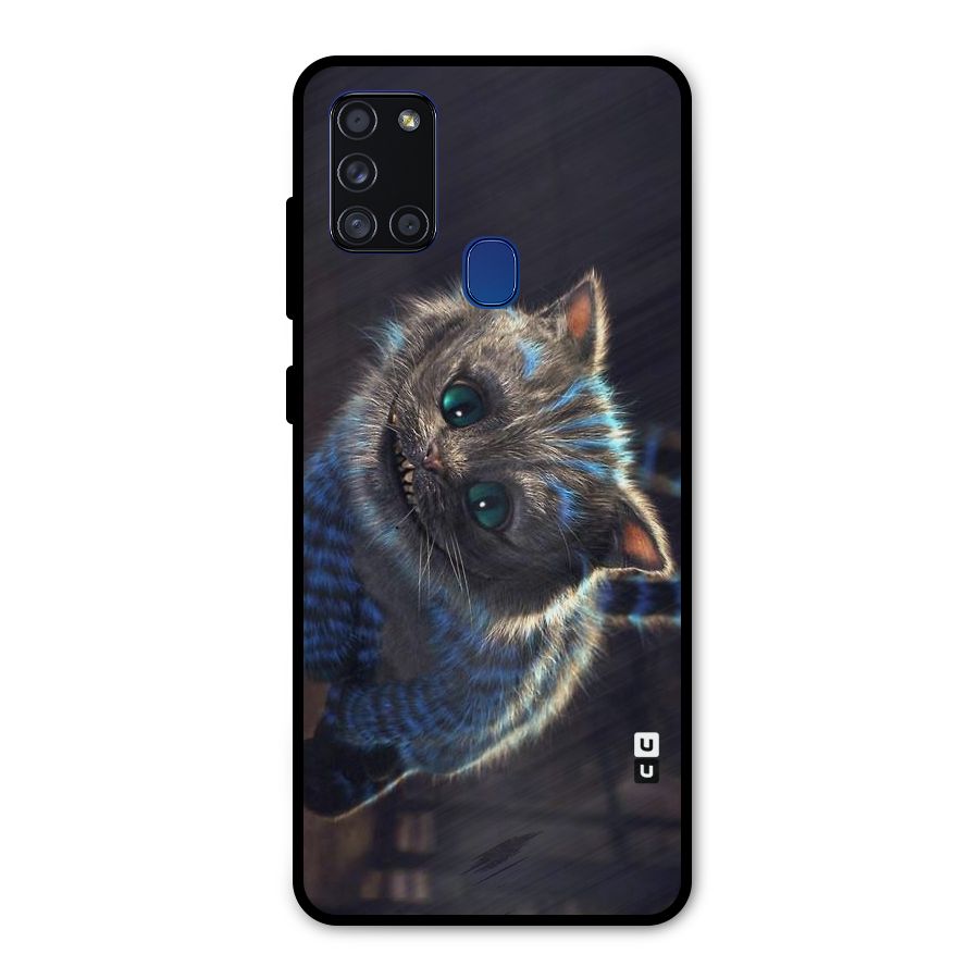 Cat Smile Metal Back Case for Galaxy A21s