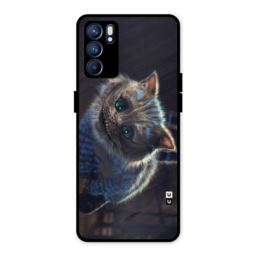 Cat Smile Metal Back Case for Oppo Reno6 5G
