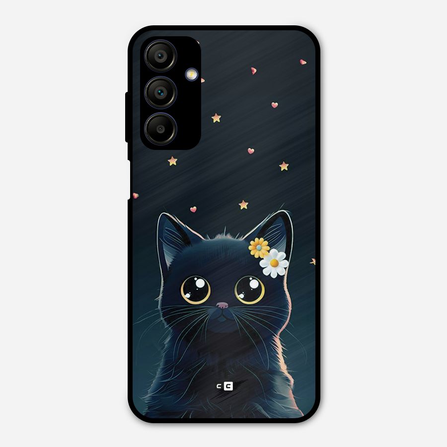 Cat With Flowers Metal Back Case for Galaxy A15 5G