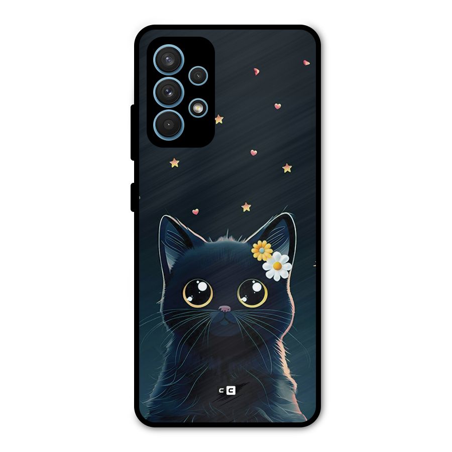 Cat With Flowers Metal Back Case for Galaxy A32