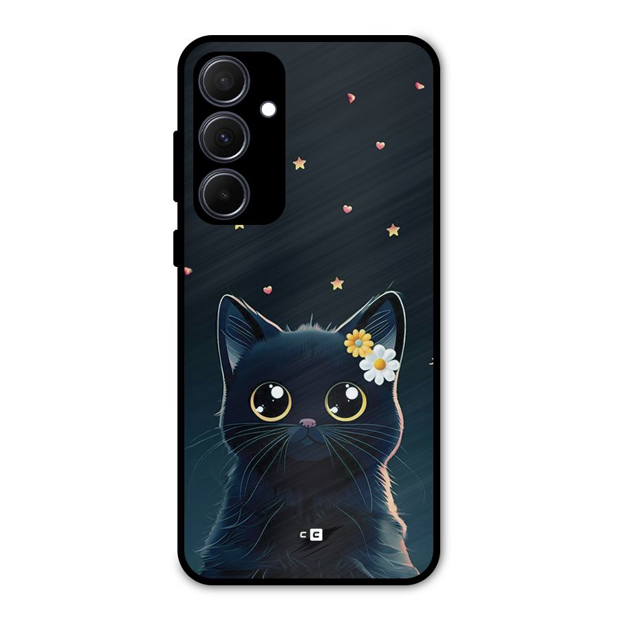 Cat With Flowers Metal Back Case for Galaxy A35