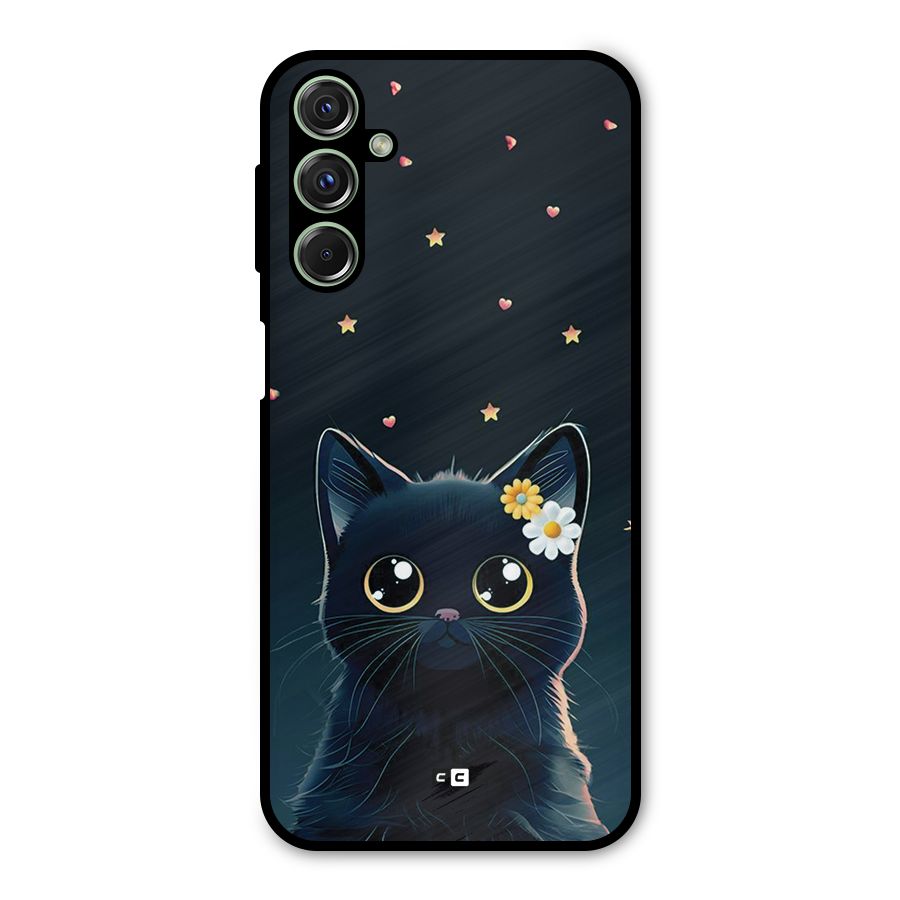 Cat With Flowers Metal Back Case for Galaxy F34
