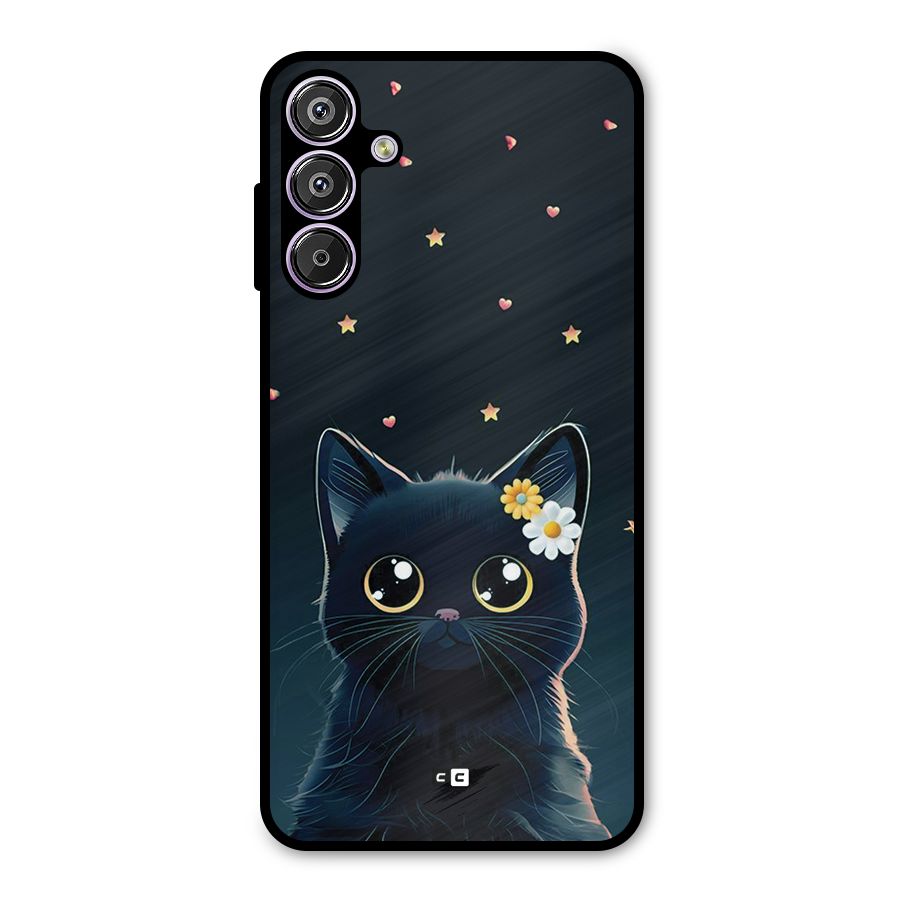 Cat With Flowers Metal Back Case for Galaxy M15