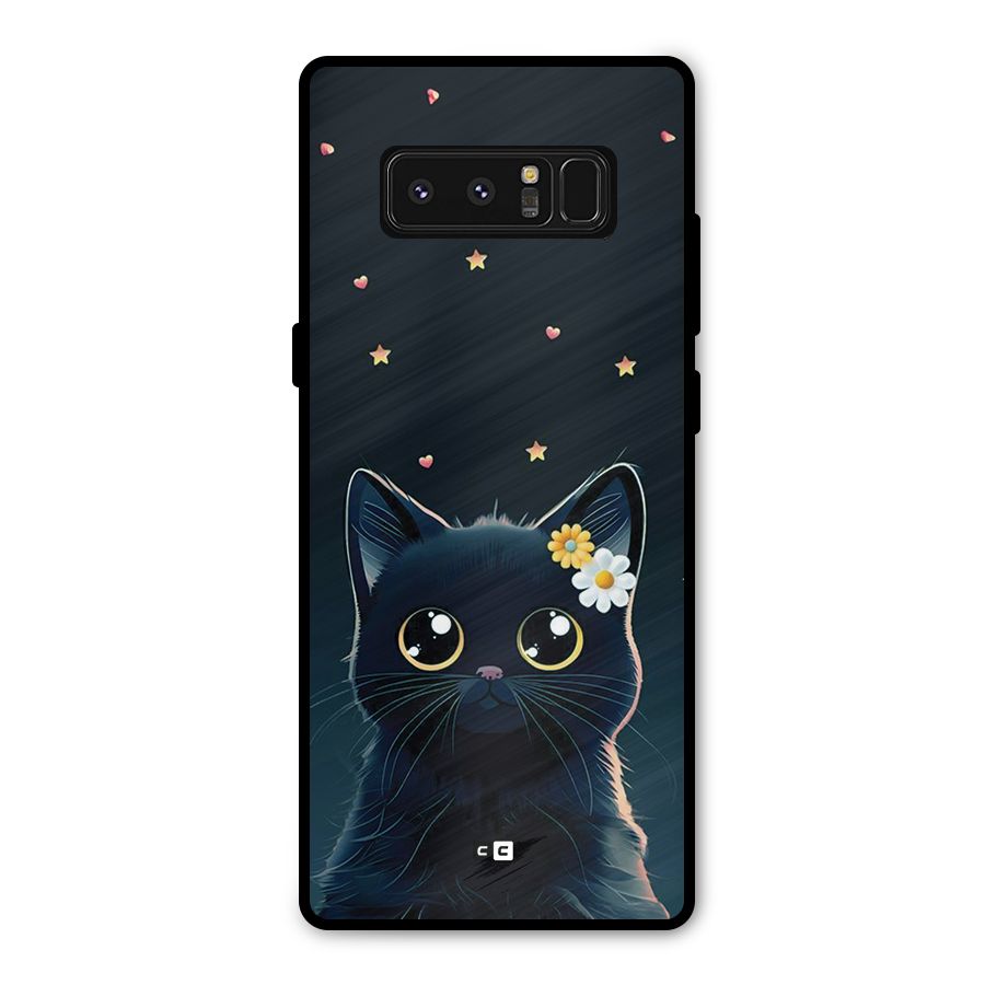 Cat With Flowers Metal Back Case for Galaxy Note 8