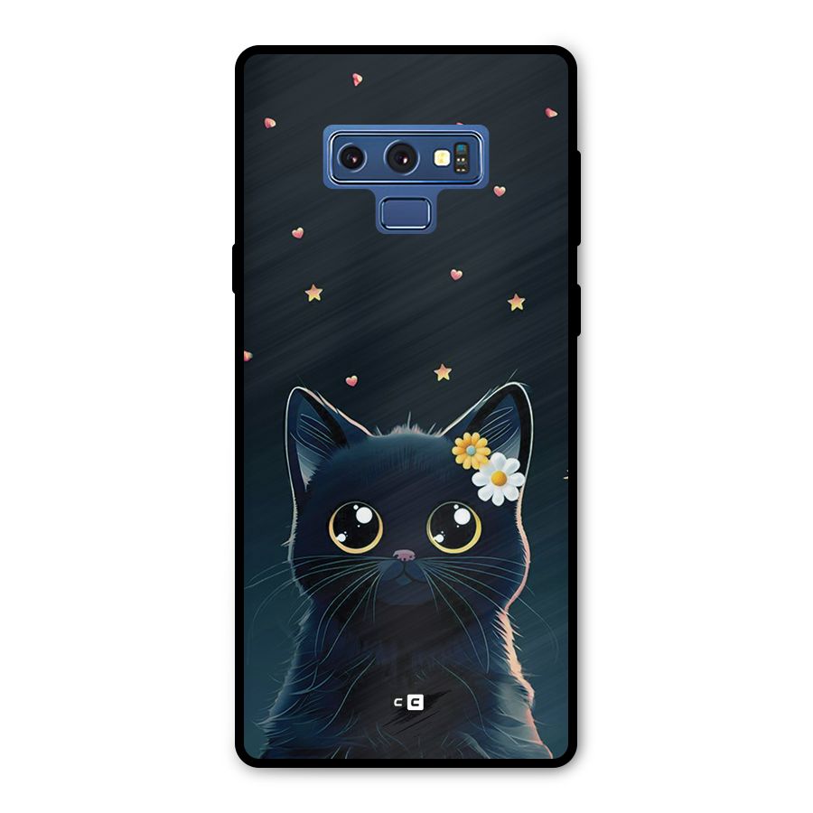 Cat With Flowers Metal Back Case for Galaxy Note 9