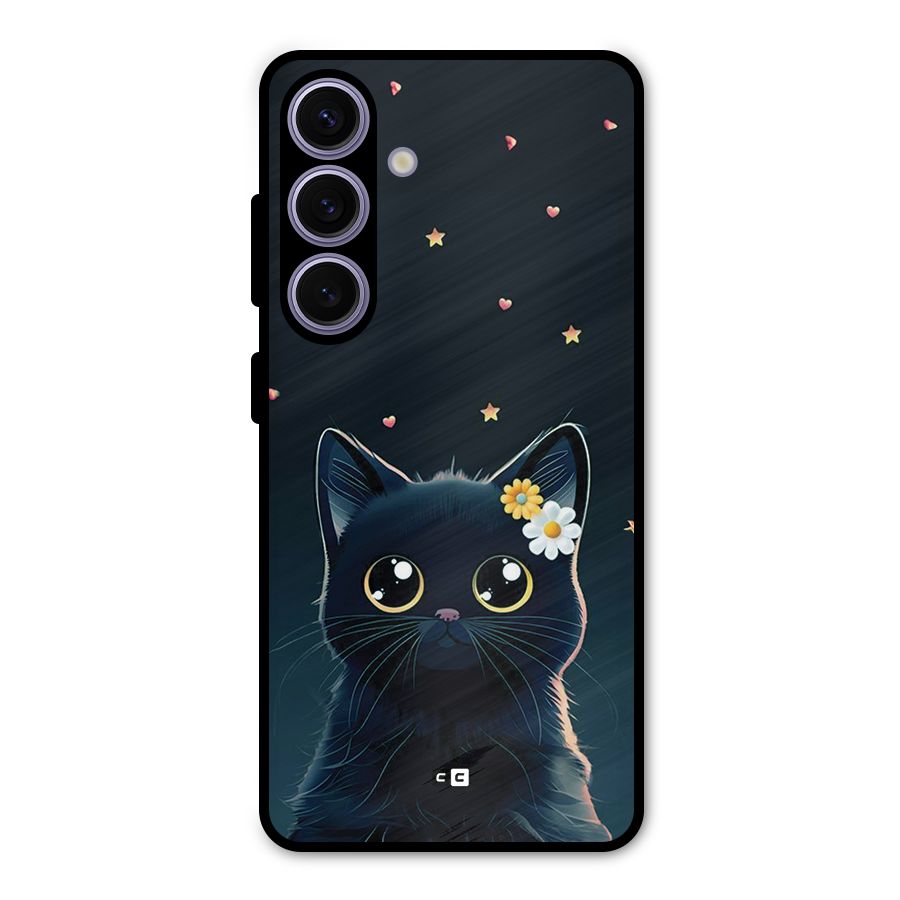 Cat With Flowers Metal Back Case for Galaxy S24