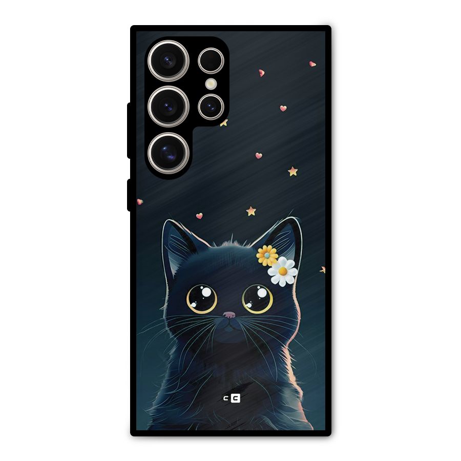 Cat With Flowers Metal Back Case for Galaxy S24 Ultra