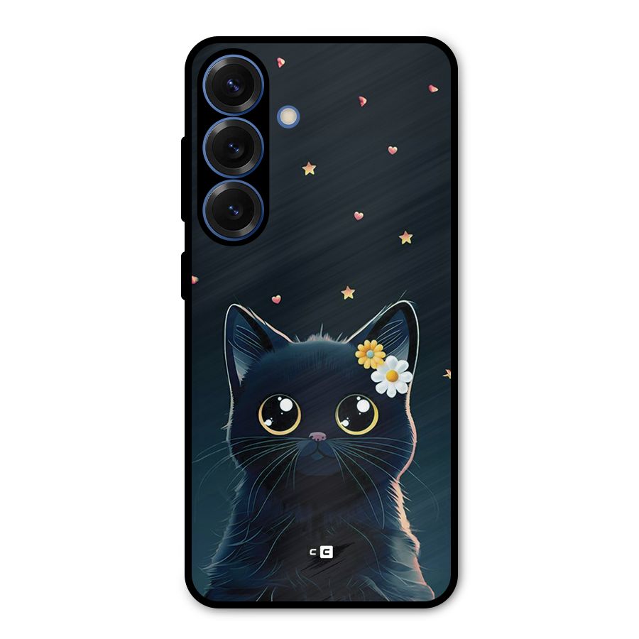 Cat With Flowers Metal Back Case for Galaxy S25