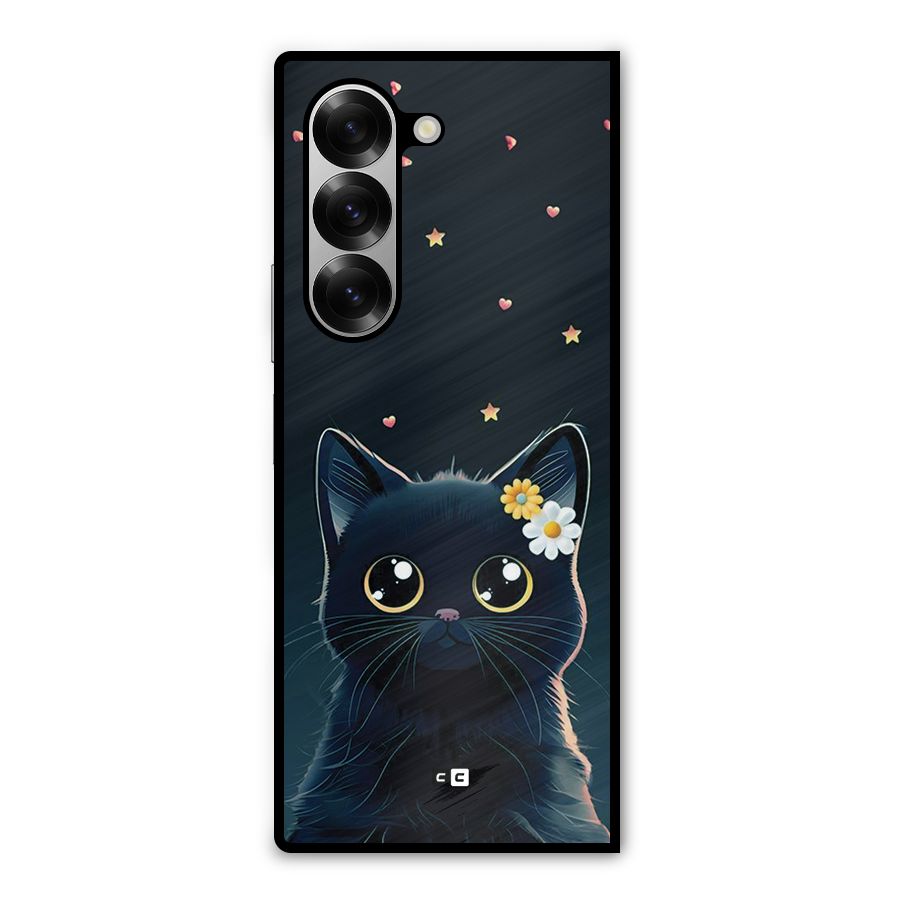 Cat With Flowers Metal Back Case for Galaxy Z Fold6