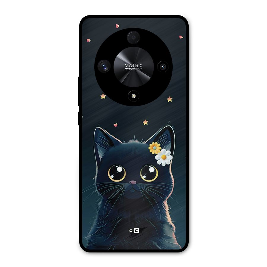 Cat With Flowers Metal Back Case for Honor X9b