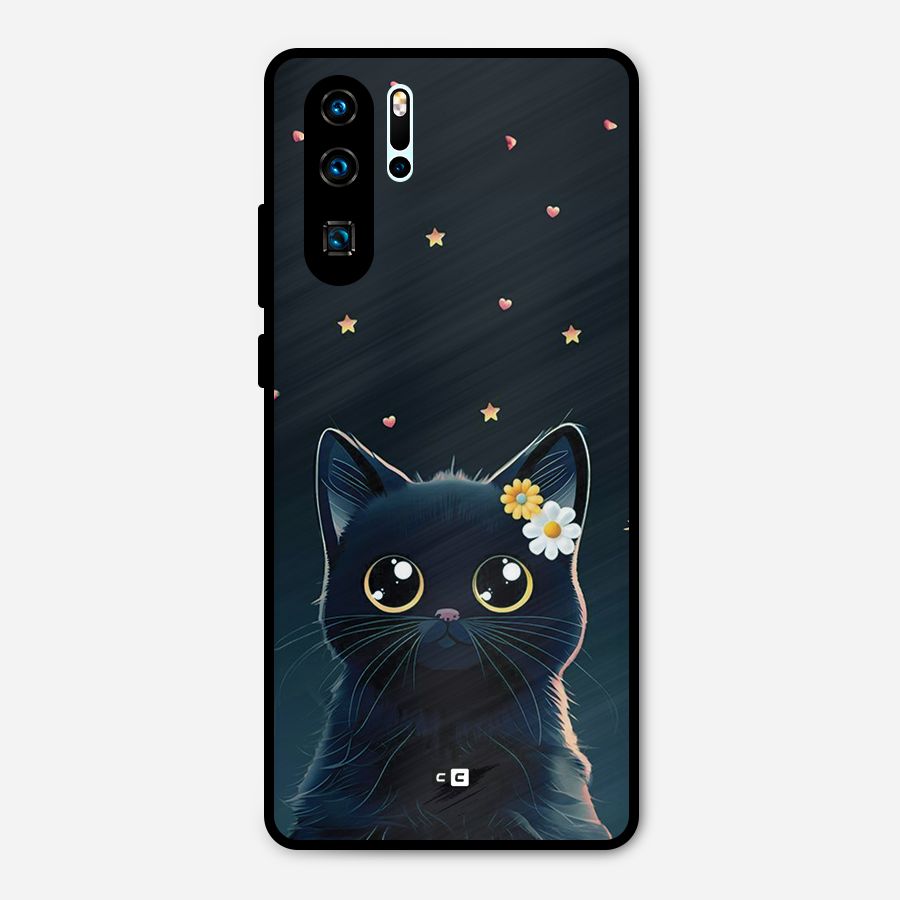 Cat With Flowers Metal Back Case for Huawei P30 Pro