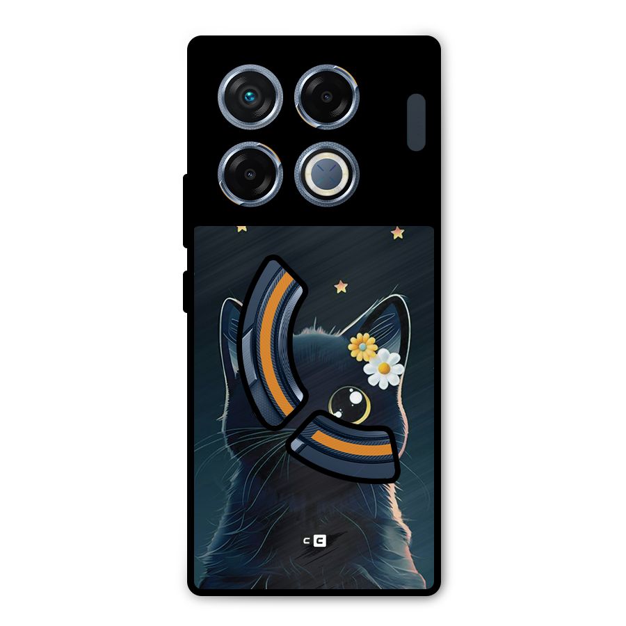 Cat With Flowers Metal Back Case for Infinix GT 20 Pro