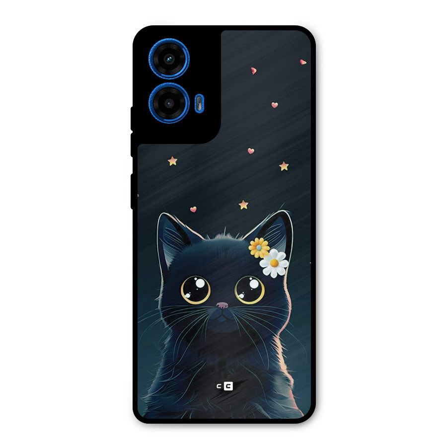 Cat With Flowers Metal Back Case for Moto G45