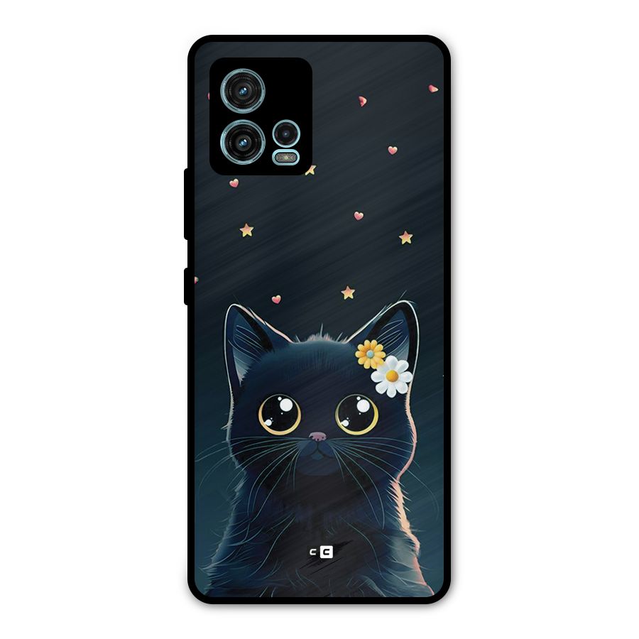 Cat With Flowers Metal Back Case for Moto G72