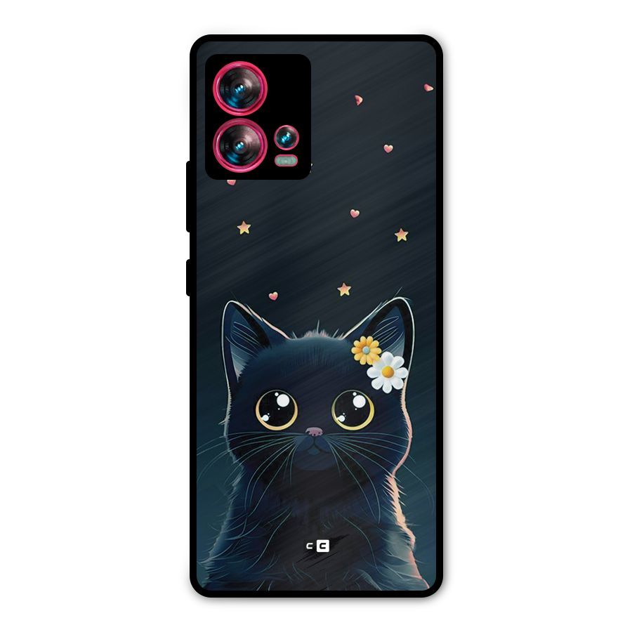 Cat With Flowers Metal Back Case for Motorola Edge 30 Fusion